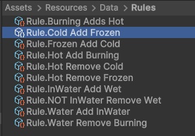 a selection of object tag assets in the unity editor